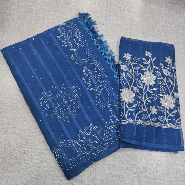 Popcorn saree with work blouse | SR237